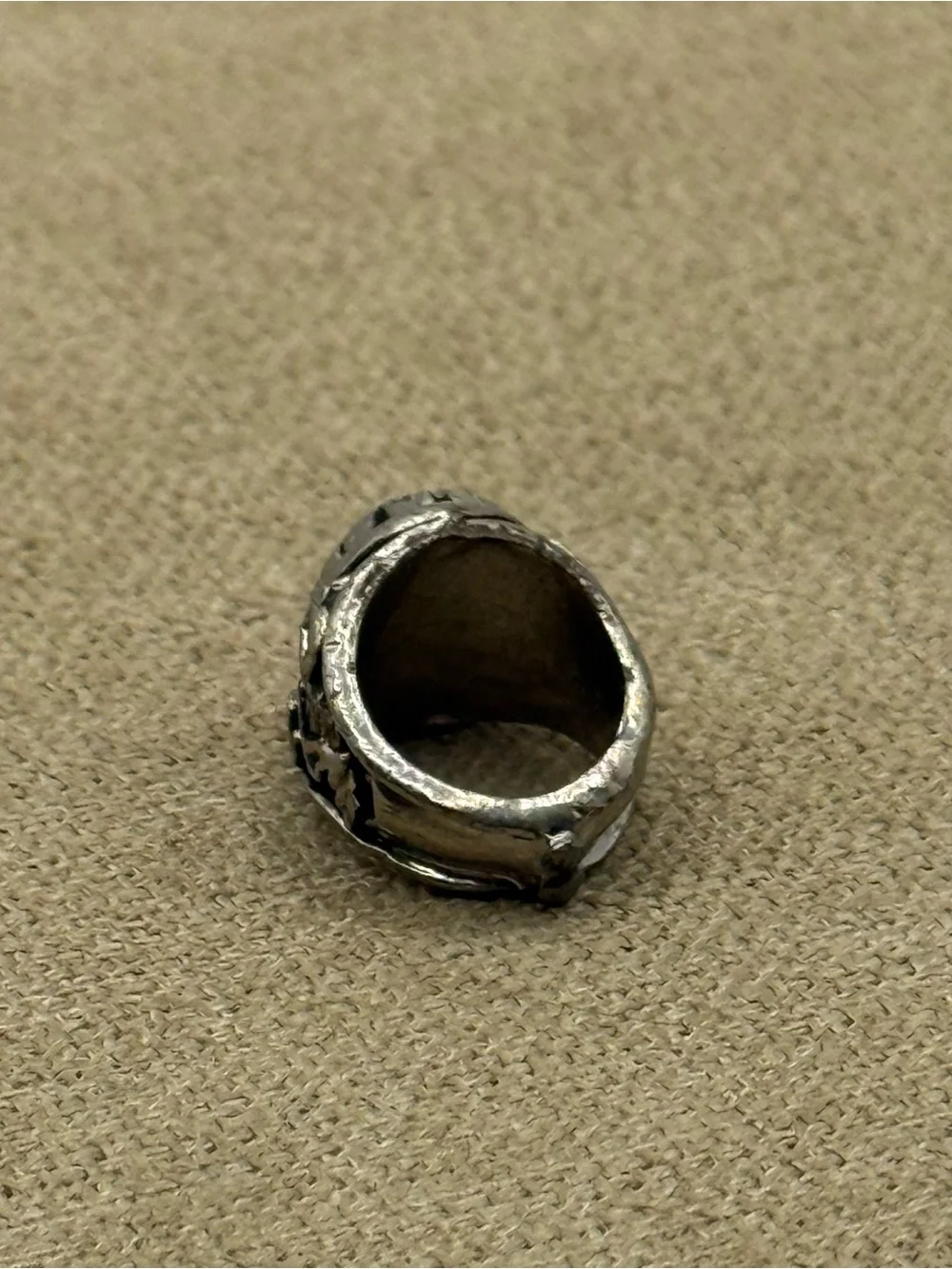 Classic Mens Silver-Tone class Ring with Blue Stone pendant charm